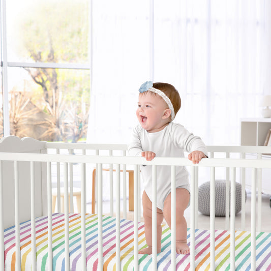 Rainbow Striped Collection Crib Sheet