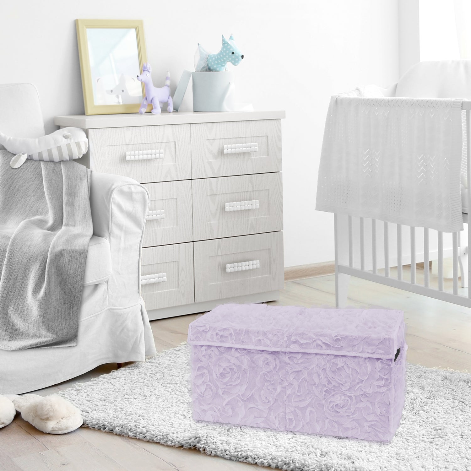 Rose Lavender Collection Fabric Toy Bin Storage