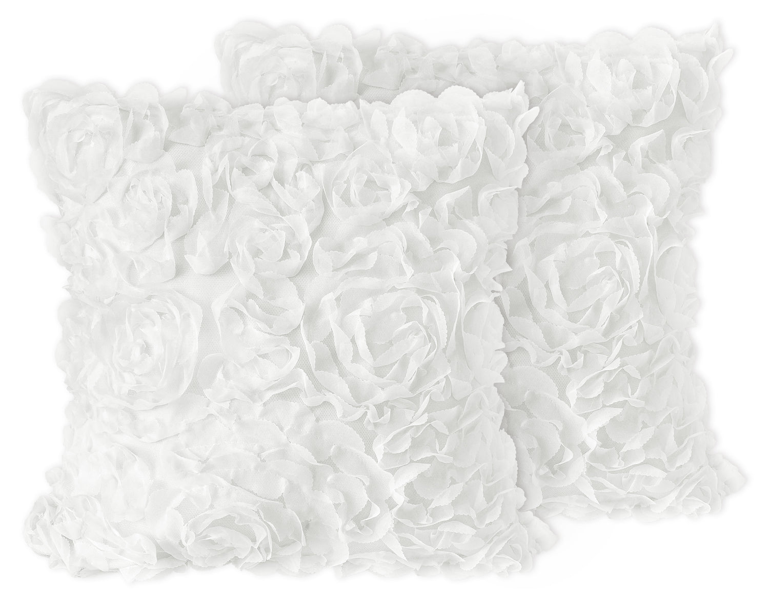Rose White Collection Decorative Accent Throw Pillow Covers - Set of 2