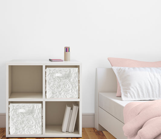 Rose White Collection Foldable Fabric Storage Bins