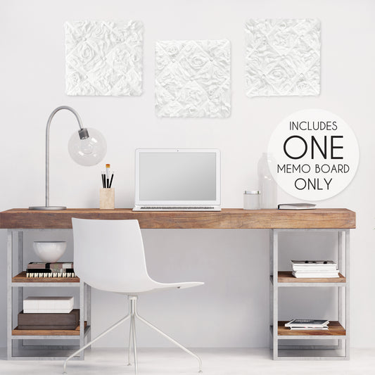 Rose White Collection Fabric Memo Board