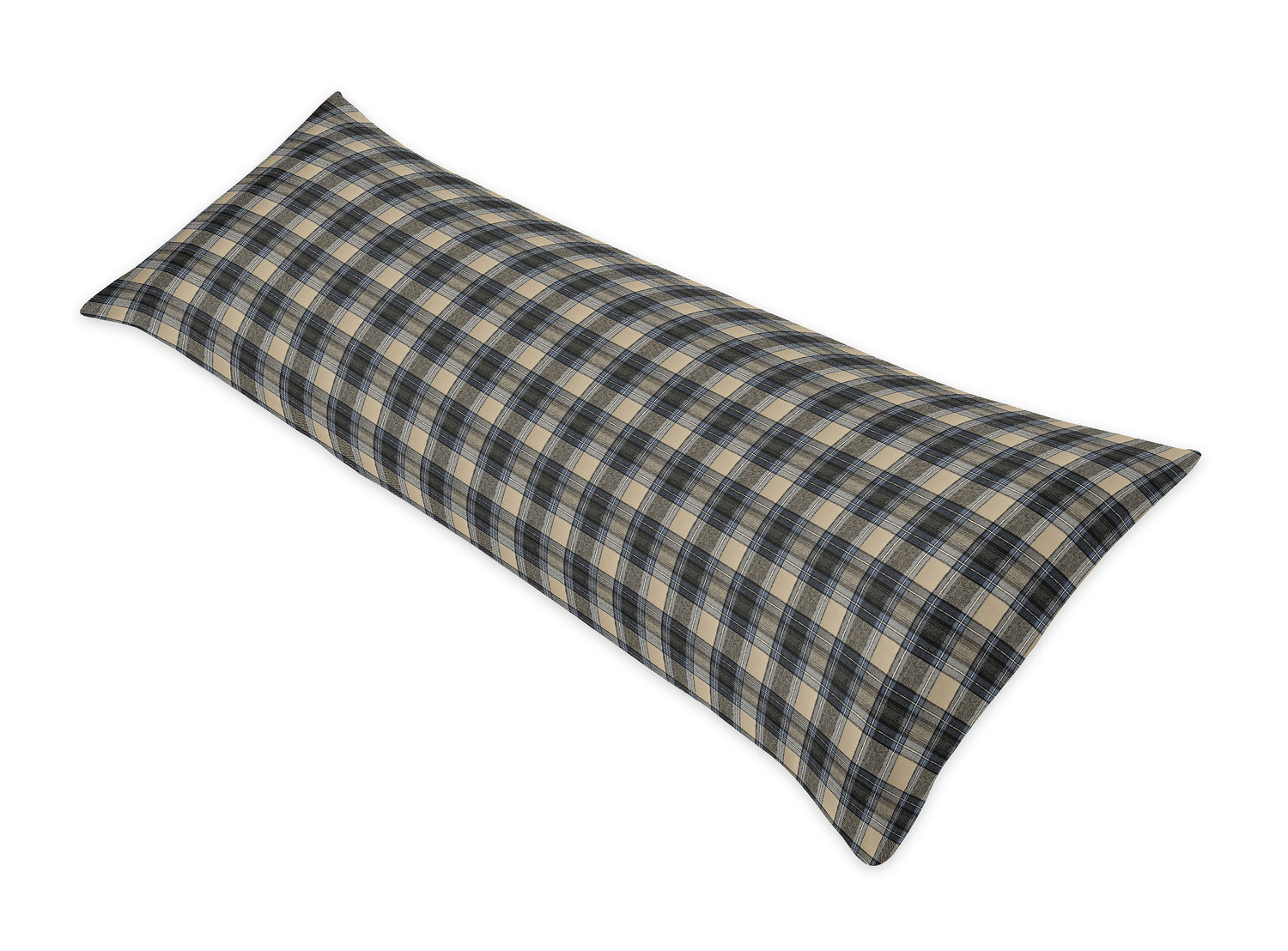 Rustic Patch Blue and Tan Collection Plaid Full Length Body Pillow Cover