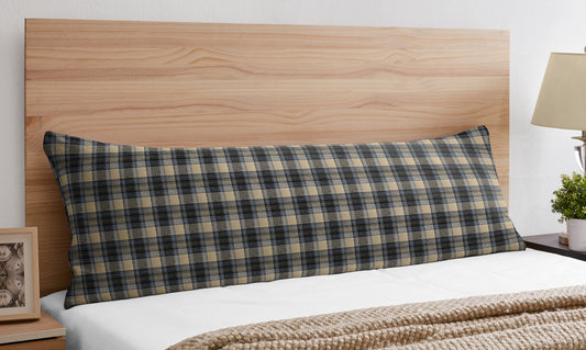 Rustic Patch Blue and Tan Collection Plaid Full Length Body Pillow Cover