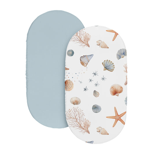 Seashells Collection 2 Pack Baby Bassinet Fitted Sheets