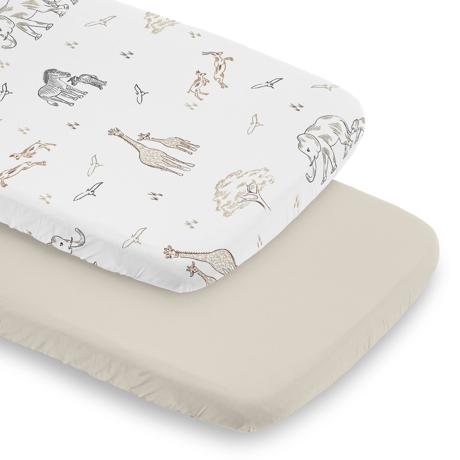 Serengeti Animals Collection 2 Pack Baby Bassinet Fitted Sheets