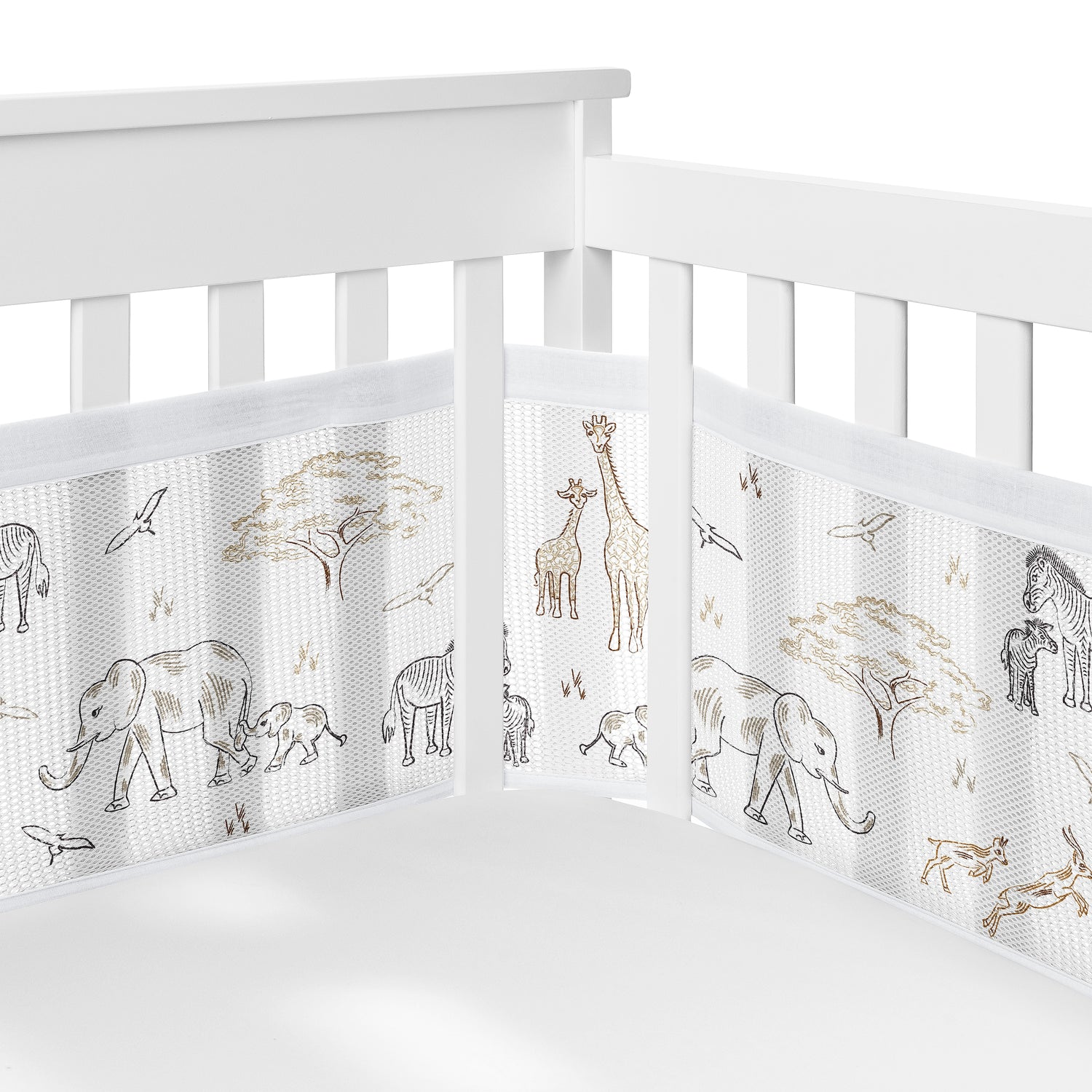 Serengeti Animals Collection Sweet Jojo Designs + BreathableBaby Breathable Mesh Crib Liner