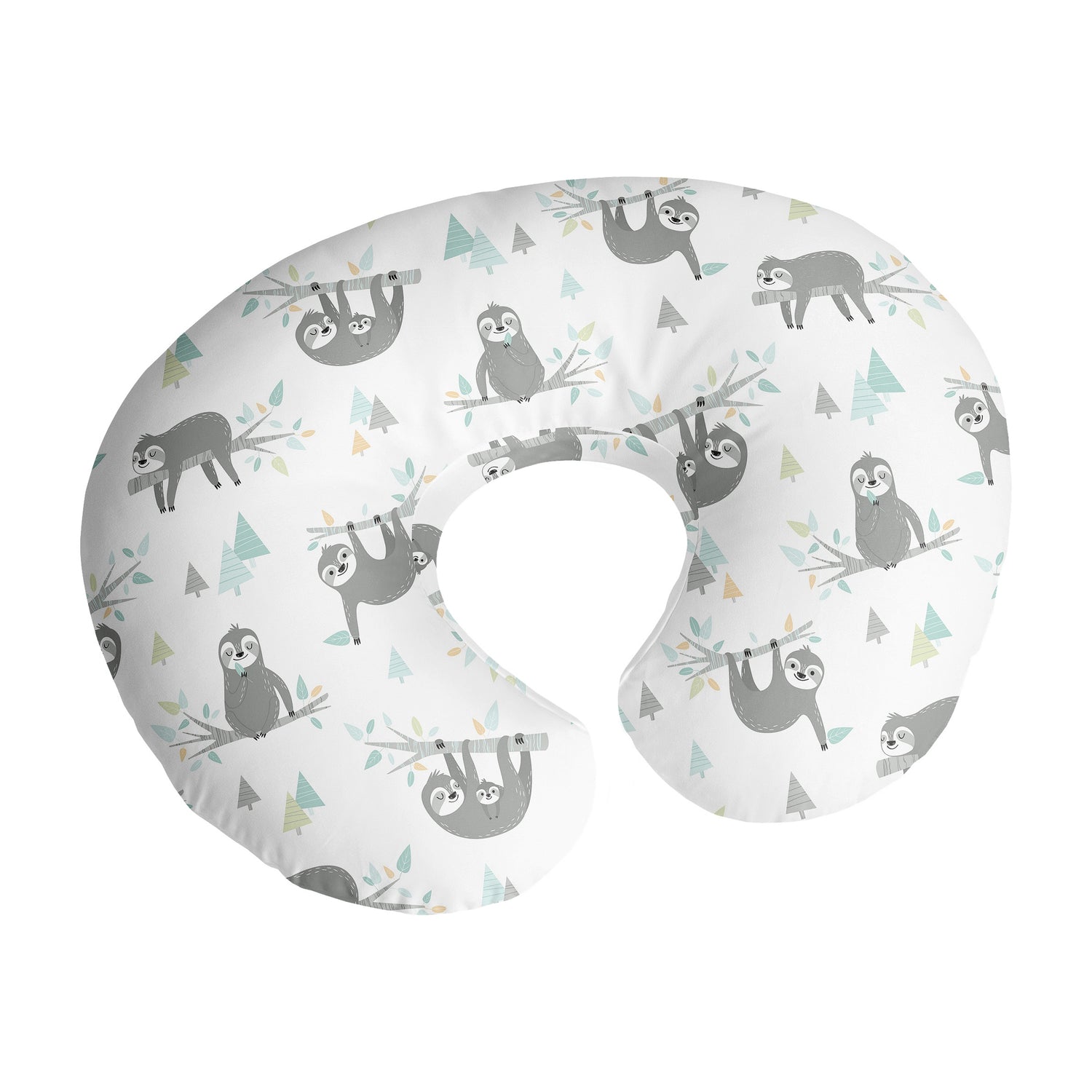 Sloth Aqua and Grey Collection Nursing Breastfeeding Pillow Cover