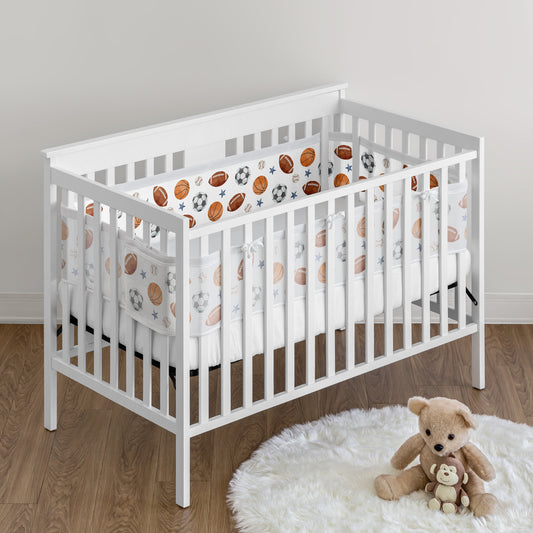 Watercolor Sports Theme Collection Sweet Jojo Designs + BreathableBaby Breathable Mesh Crib Liner