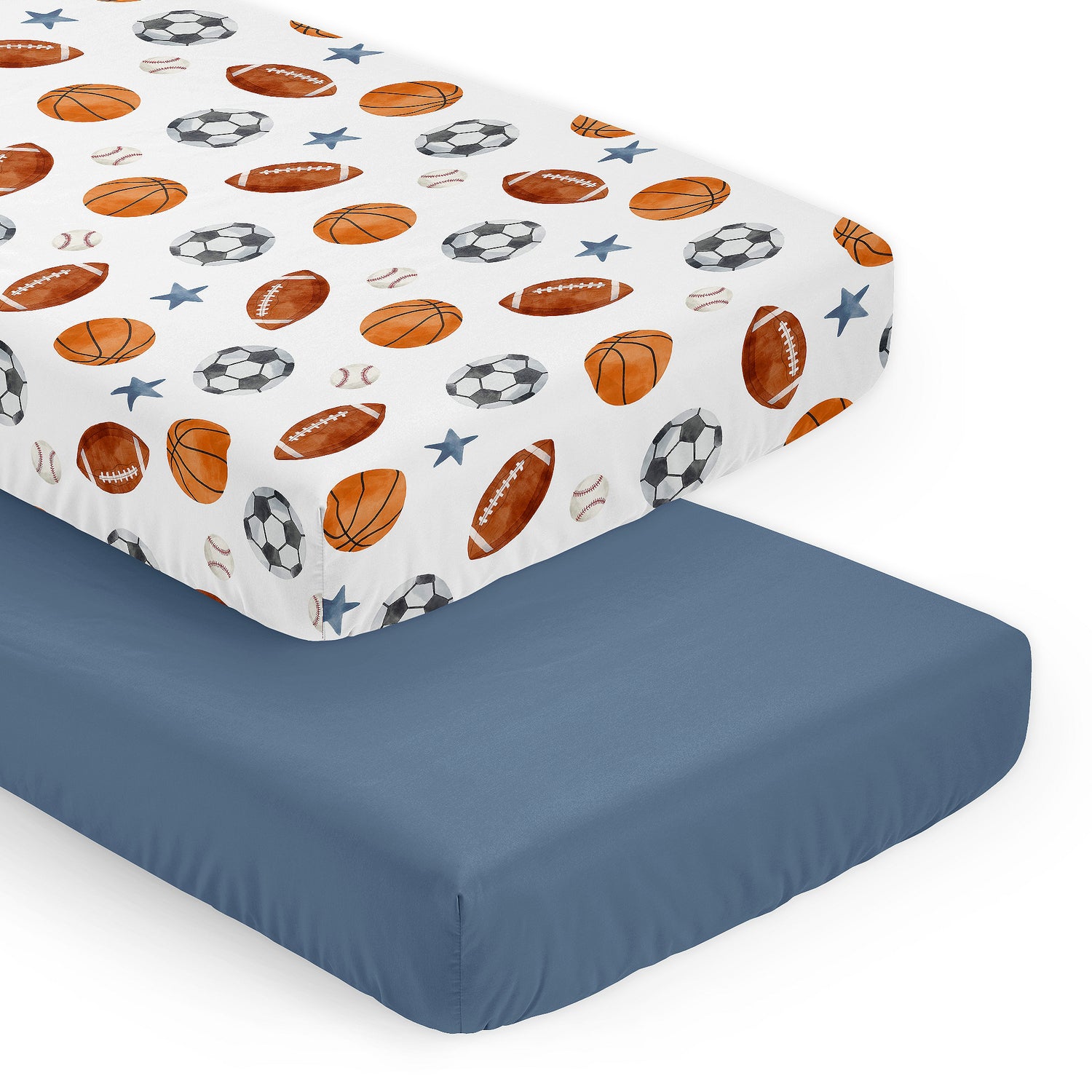 Watercolor Sports Theme 2 Pack Crib Sheets