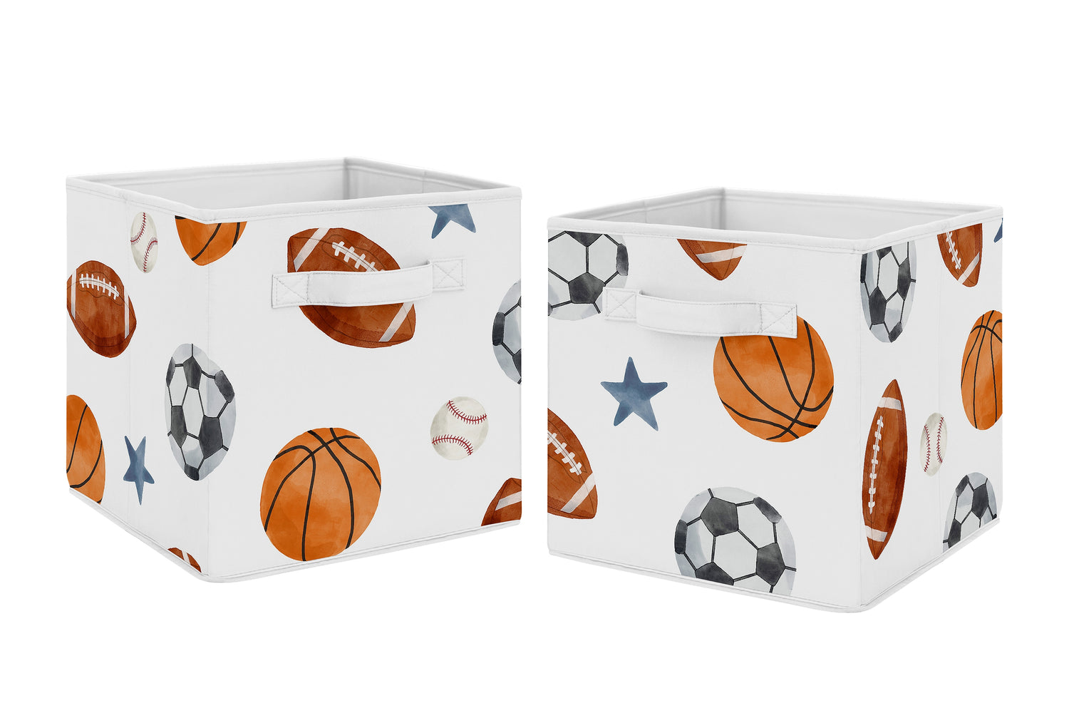 Watercolor Sports Theme Foldable Fabric Storage Bins
