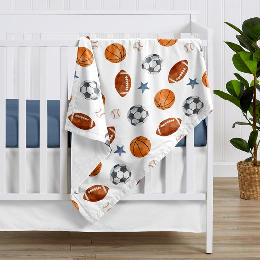 Watercolor Sports Theme Collection Baby Blanket