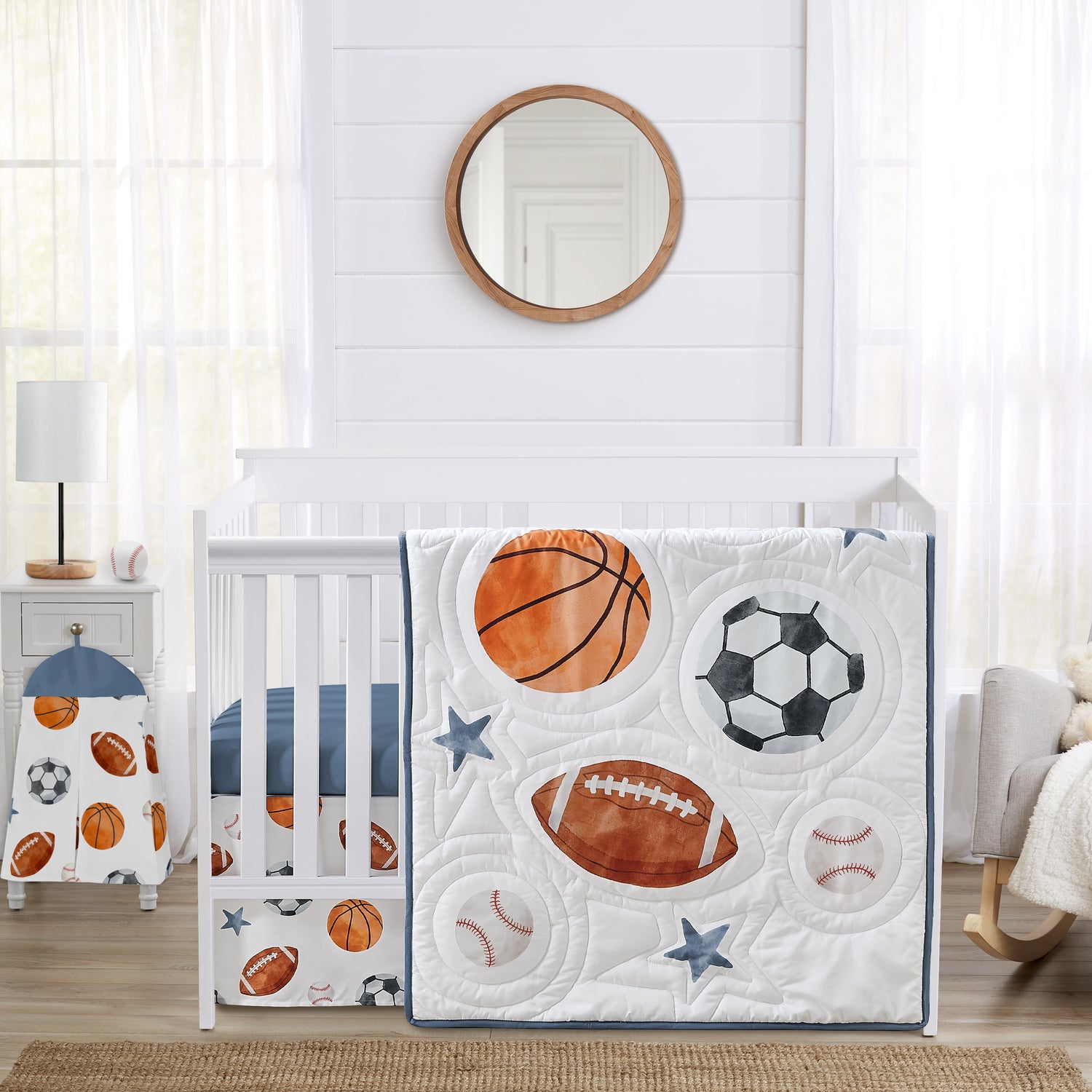 Watercolor Sports Theme 4 Piece Crib Bedding