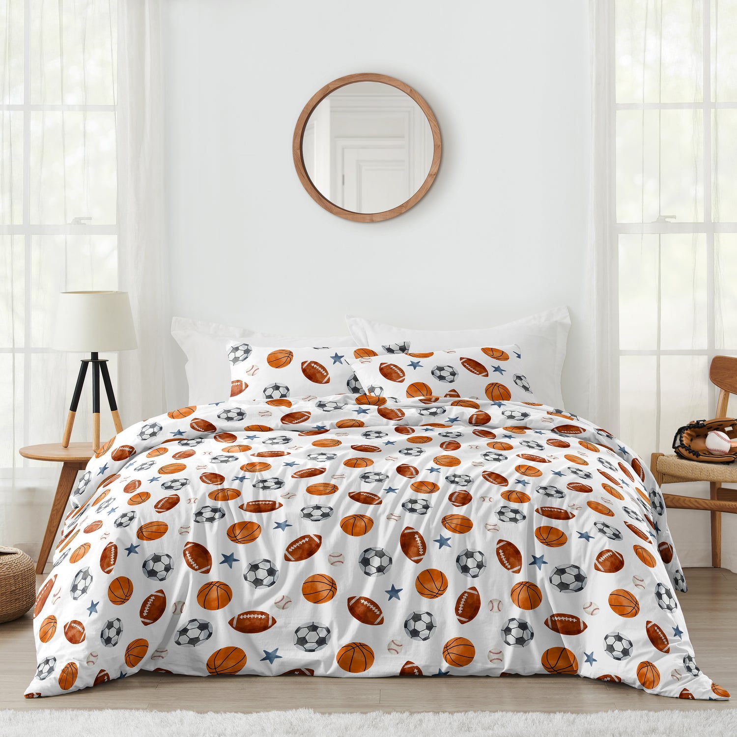 Watercolor Sports Theme Collection Full/Queen Bedding