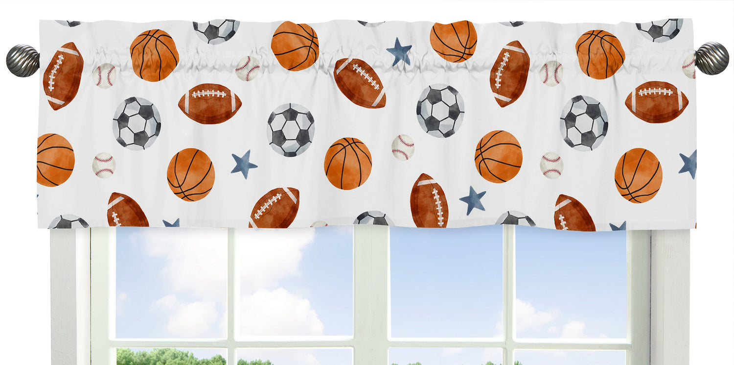 Watercolor Sports Theme Collection Window Valance