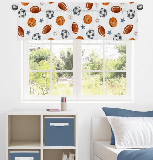 Watercolor Sports Theme Collection Window Valance