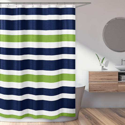 Stripe Navy and Lime Collection Shower Curtain