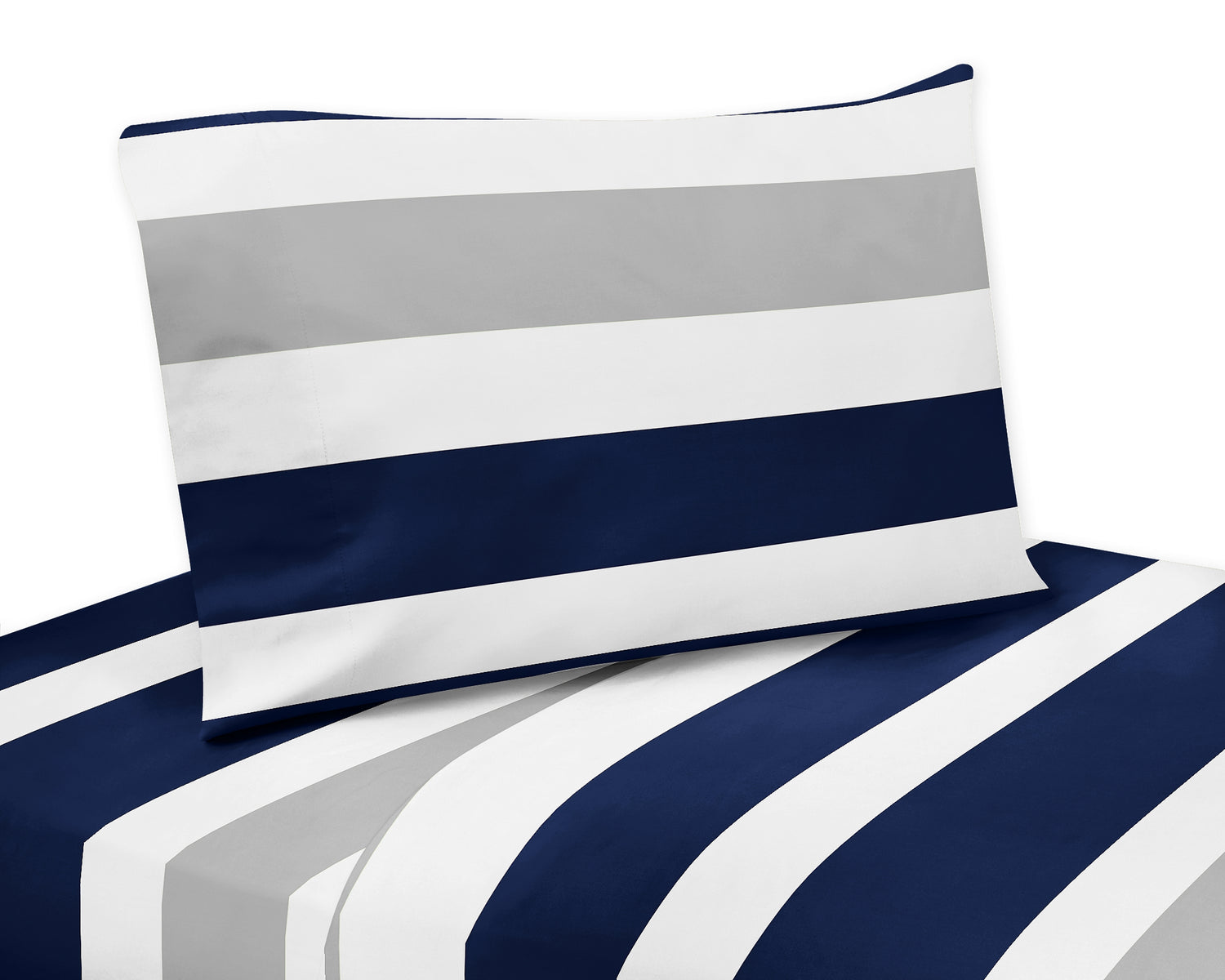 Stripe Navy and Gray Collection Queen Sheet Set