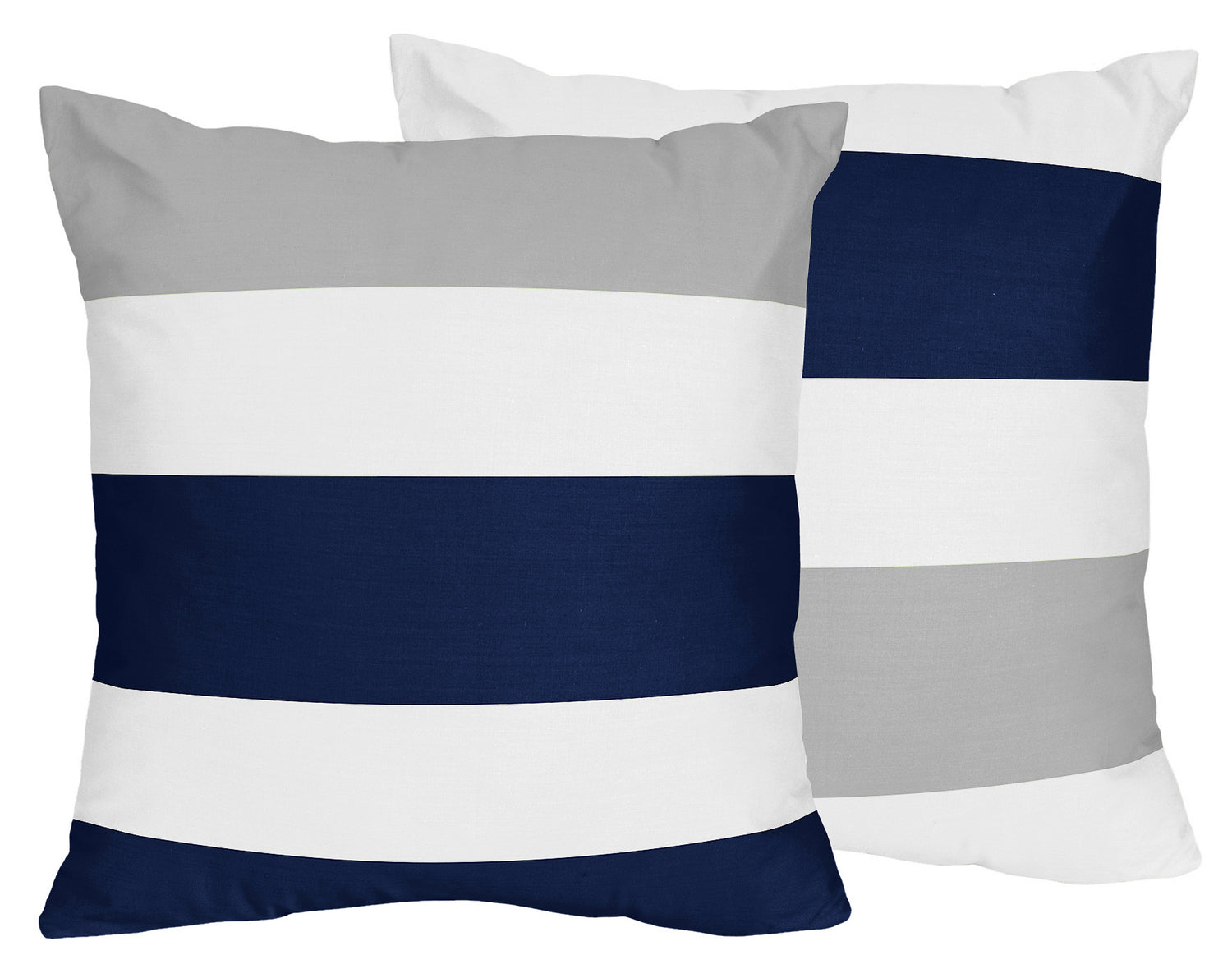 Stripe Navy and Gray Collection Decorative Accent Throw Pillow Covers - Set of 2