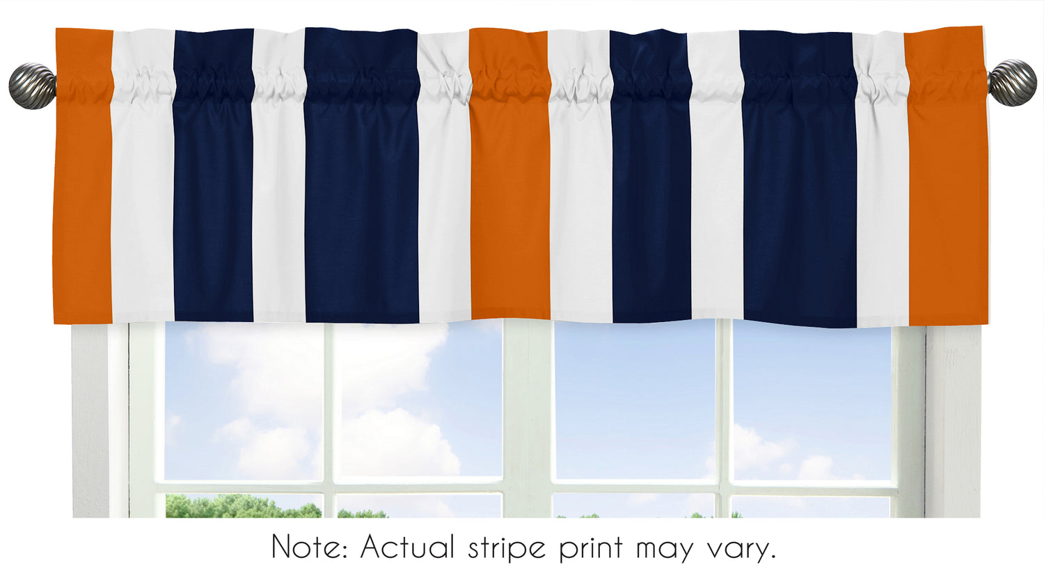 Stripe Navy Blue and Orange Collection Window Valance