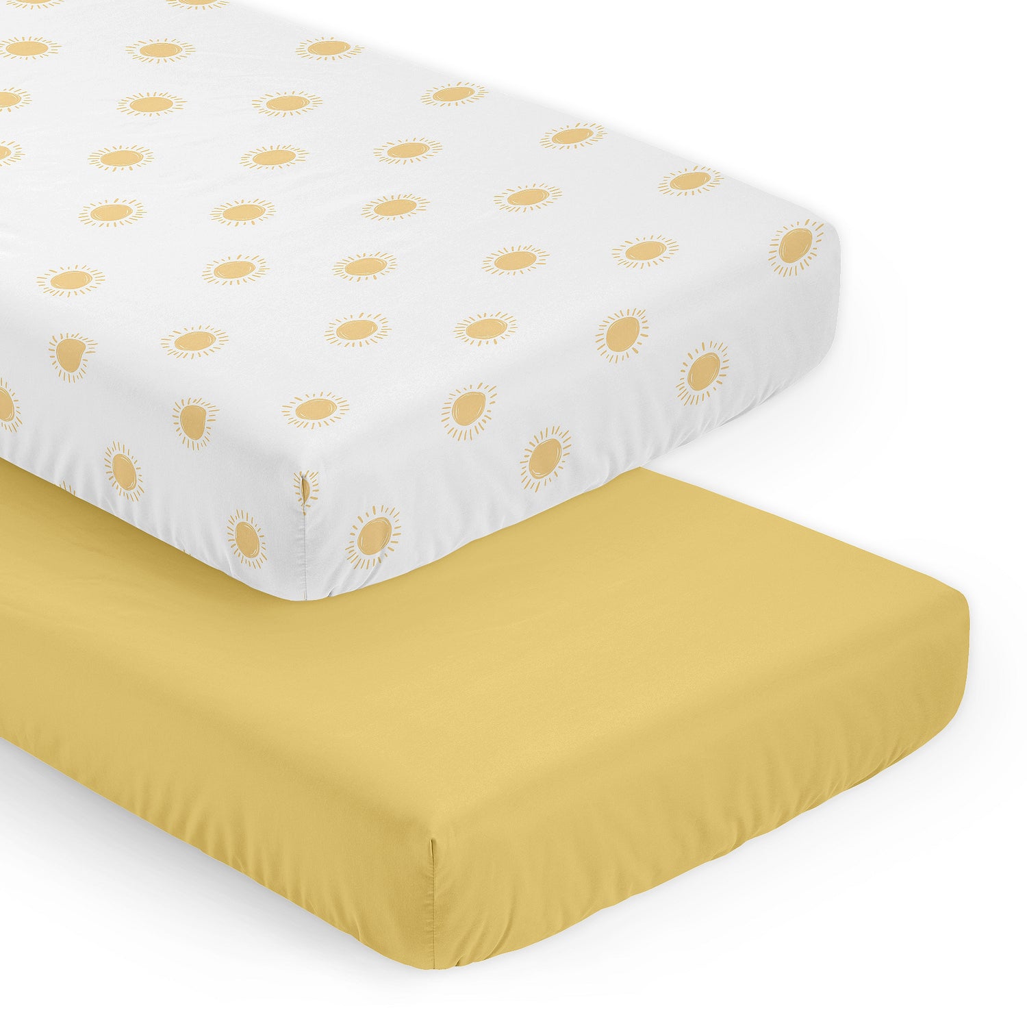 Boho Sun White and Mustard Yellow Collection 2 Pack Crib Sheets