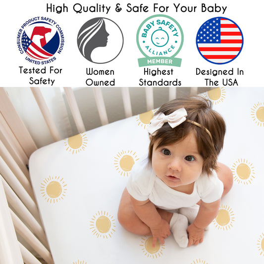 Boho Sun White and Mustard Collection 3 Pack Crib Sheets