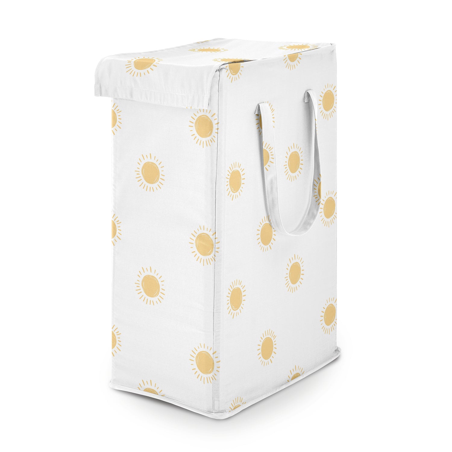 Boho Sun White and Mustard Collection Laundry Hamper with Handles