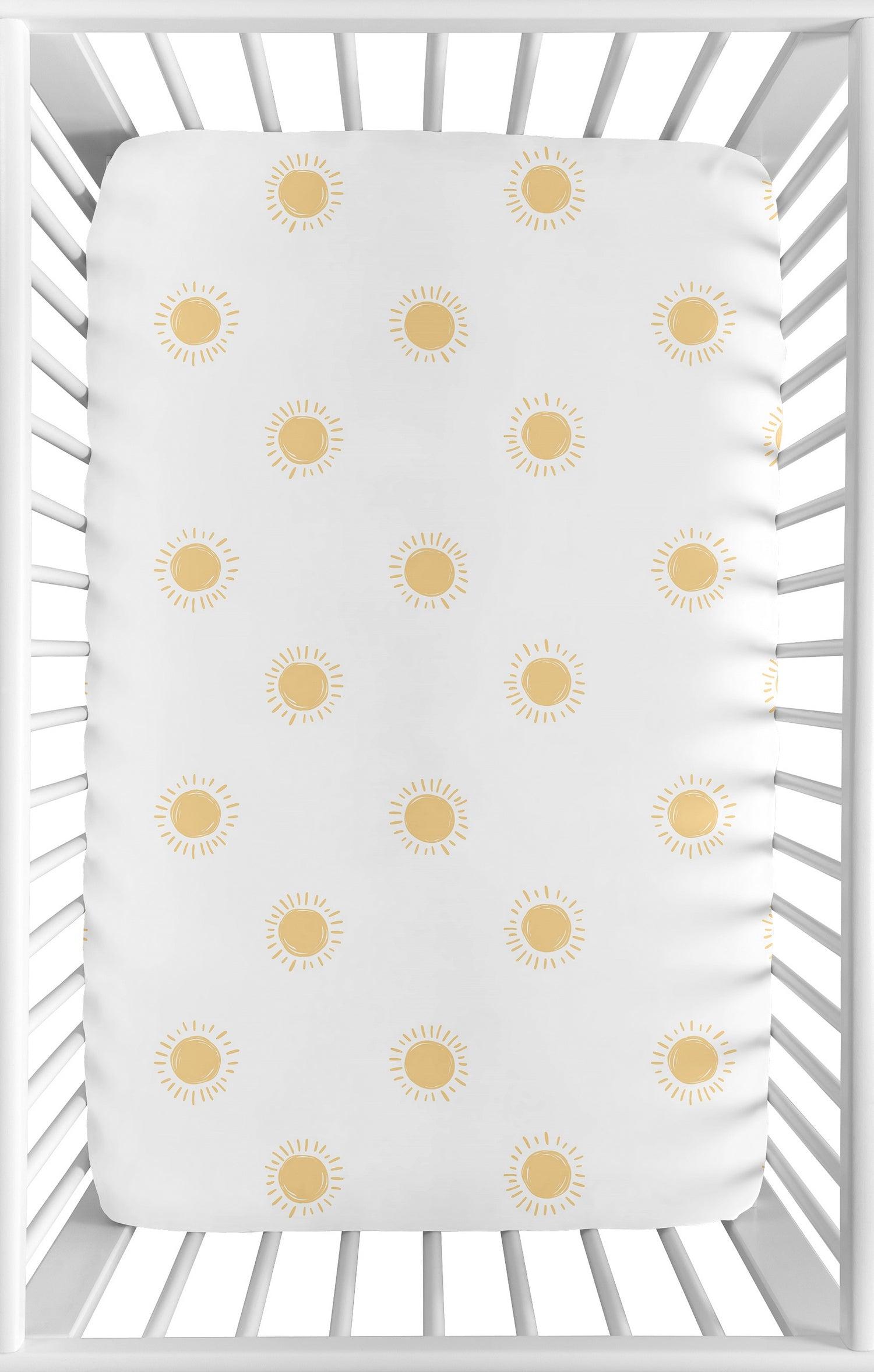Boho Sun White and Mustard Yellow Collection Mini Crib Sheet