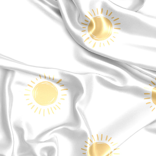Boho Sun White and Mustard Collection Satin Fitted Crib Sheet