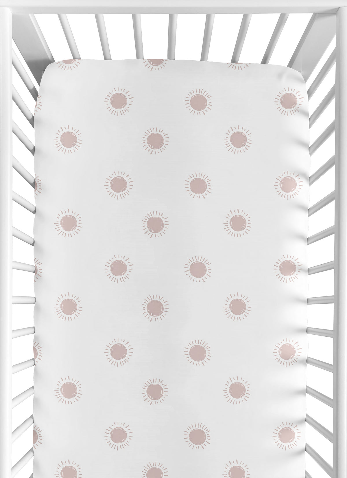 Boho Sun White and Mauve Crib Sheet