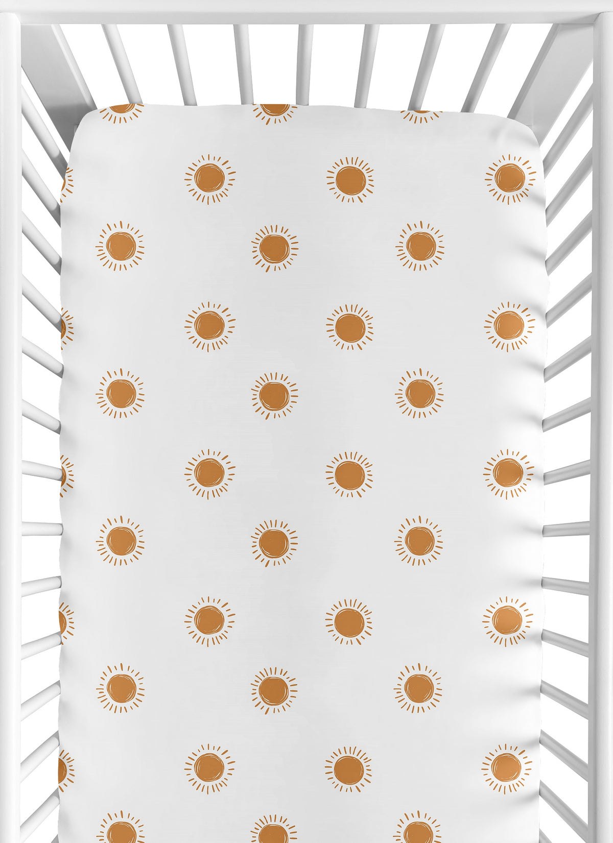 Boho Sun White and Pumpkin Crib Sheet