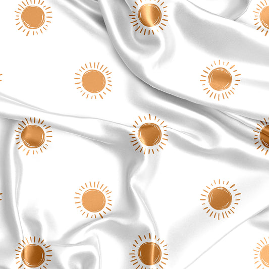 Boho Sun White and Pumpkin Collection Satin Fitted Crib Sheet