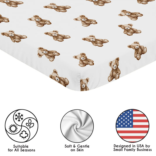 Boho Teddy Bear Collection Mini Crib Sheet