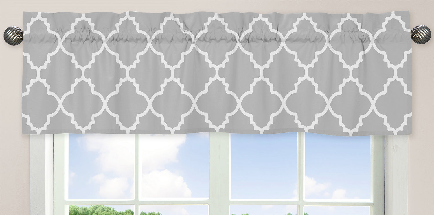 Trellis Gray And White Collection Window Valance