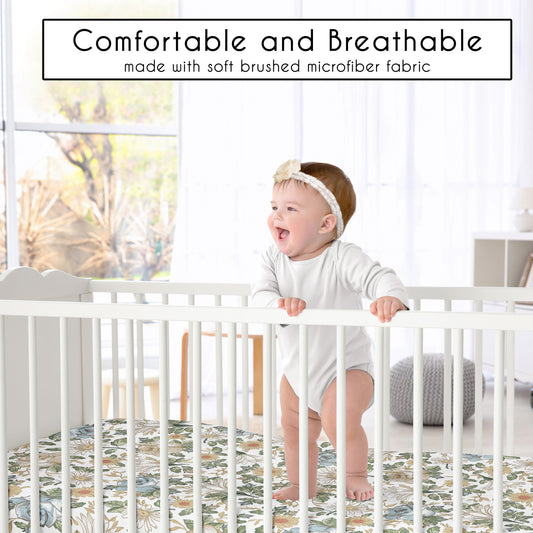Vintage Floral Blue and Yellow Collection Crib Sheet