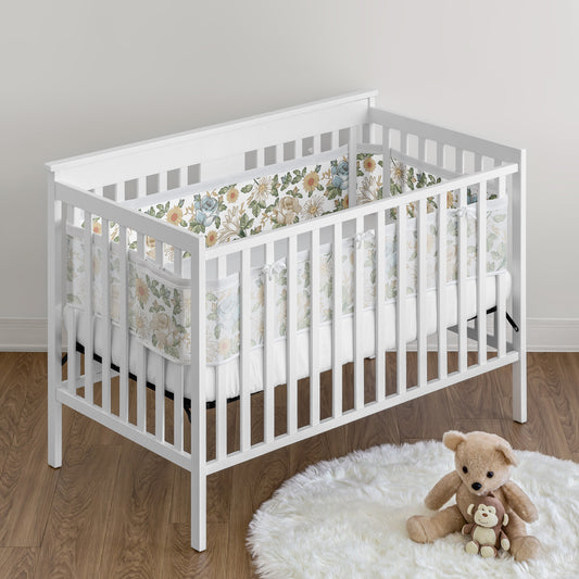 Vintage Floral Blue and Yellow Collection Sweet Jojo Designs + BreathableBaby Breathable Mesh Crib Liner