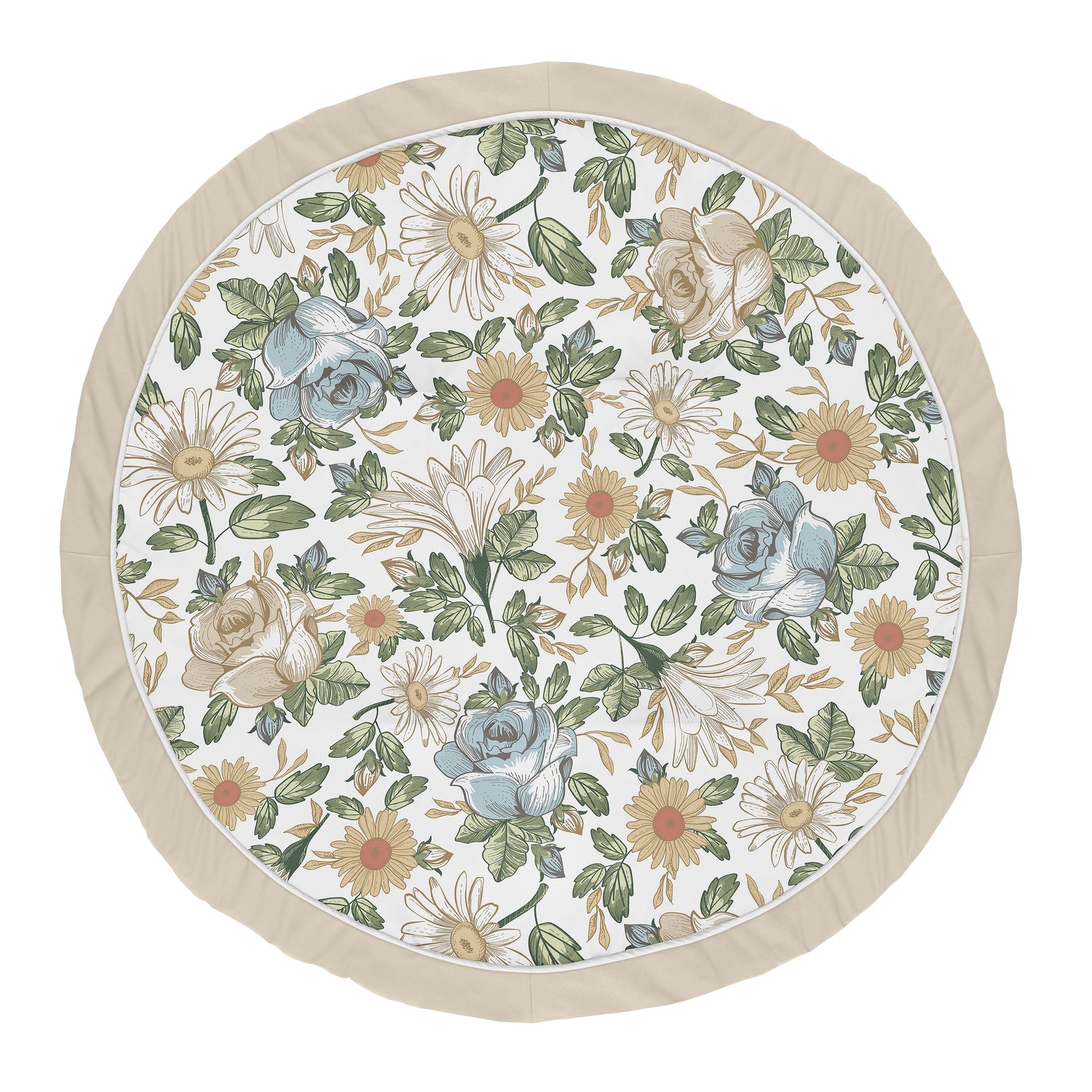 Vintage Floral Blue and Yellow Collection Playmat