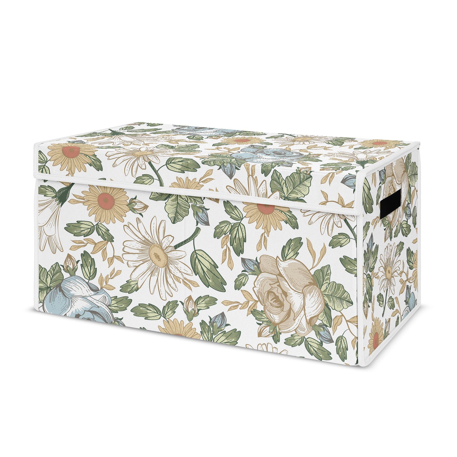 Vintage Floral Blue and Yellow Collection Fabric Toy Bin Storage