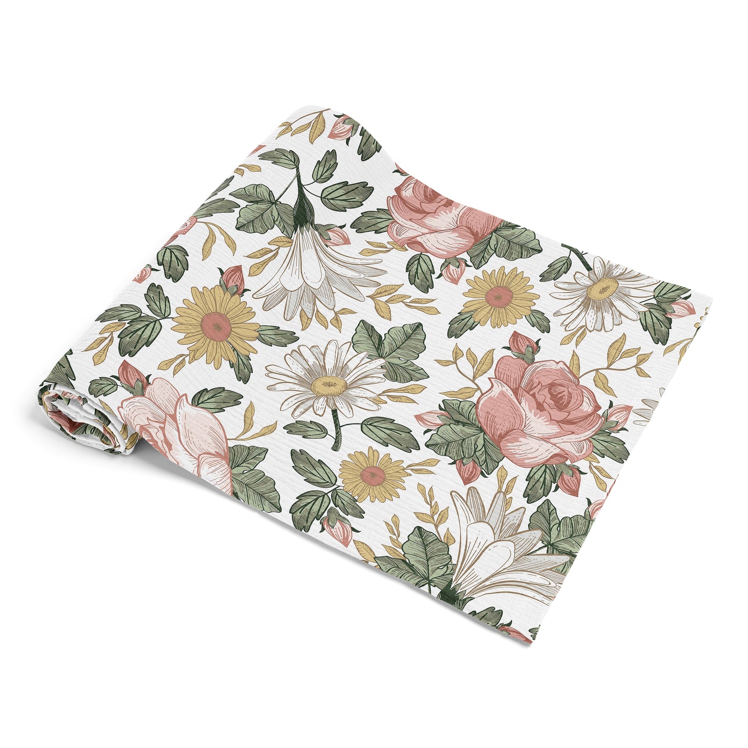 Vintage Floral Collection 100% Cotton Muslin Baby Swaddle Receiving Blanket