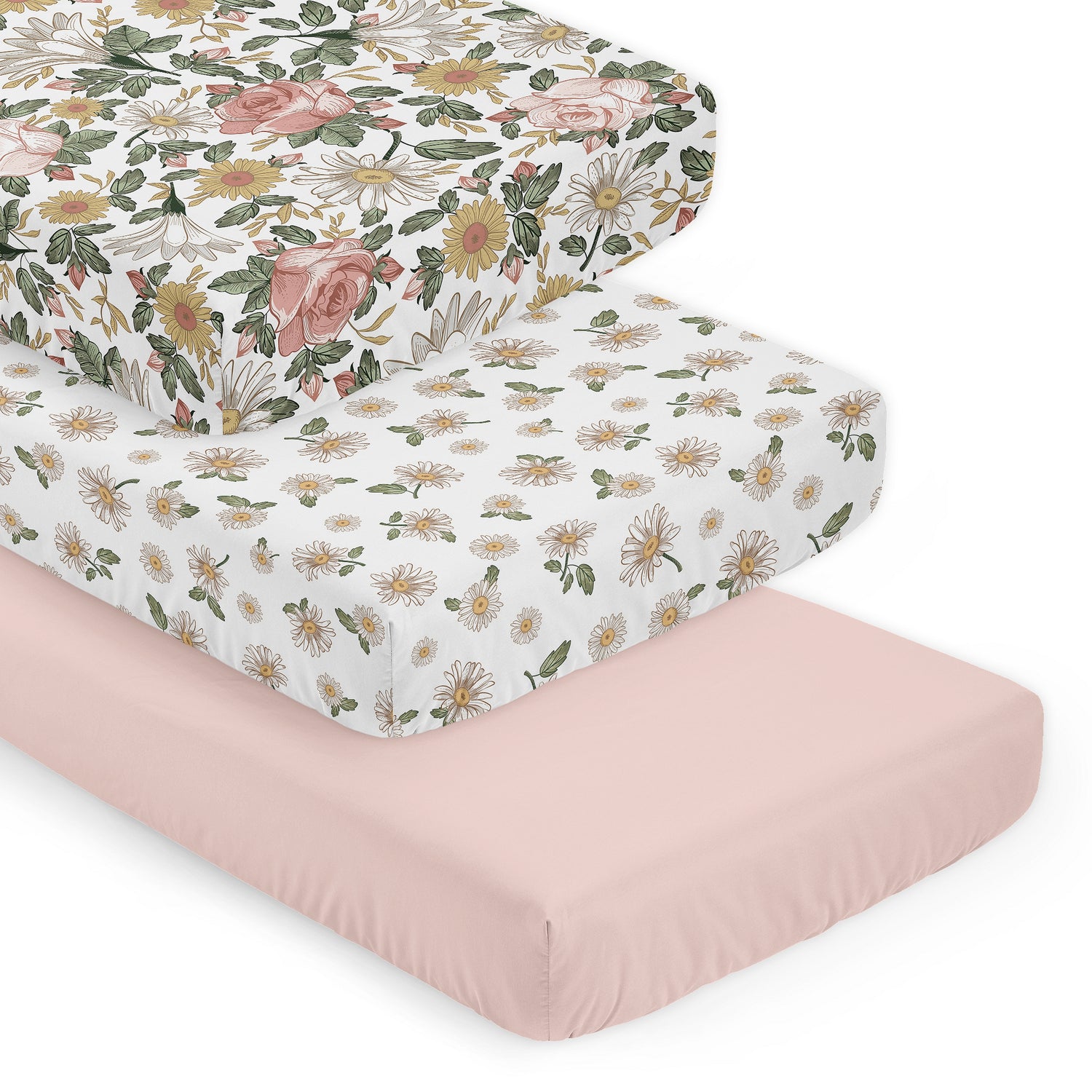 Vintage Floral Collection 3 Pack Crib Sheets