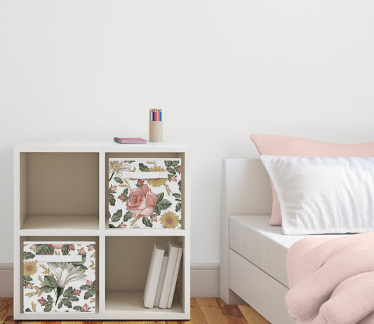 Vintage Floral Collection Foldable Fabric Storage Bins