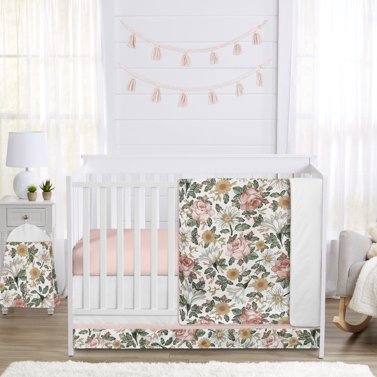 Vintage Floral Collection 4 Piece Crib Bedding