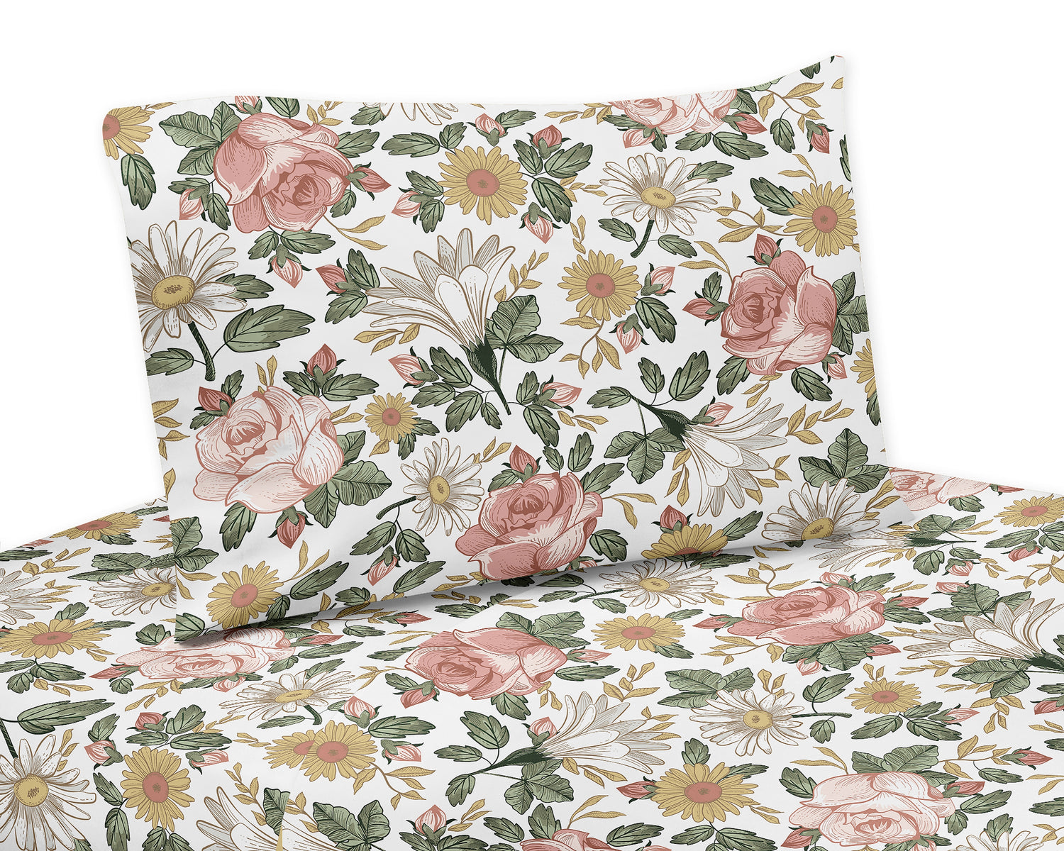 Vintage Floral Collection Queen Sheet Set