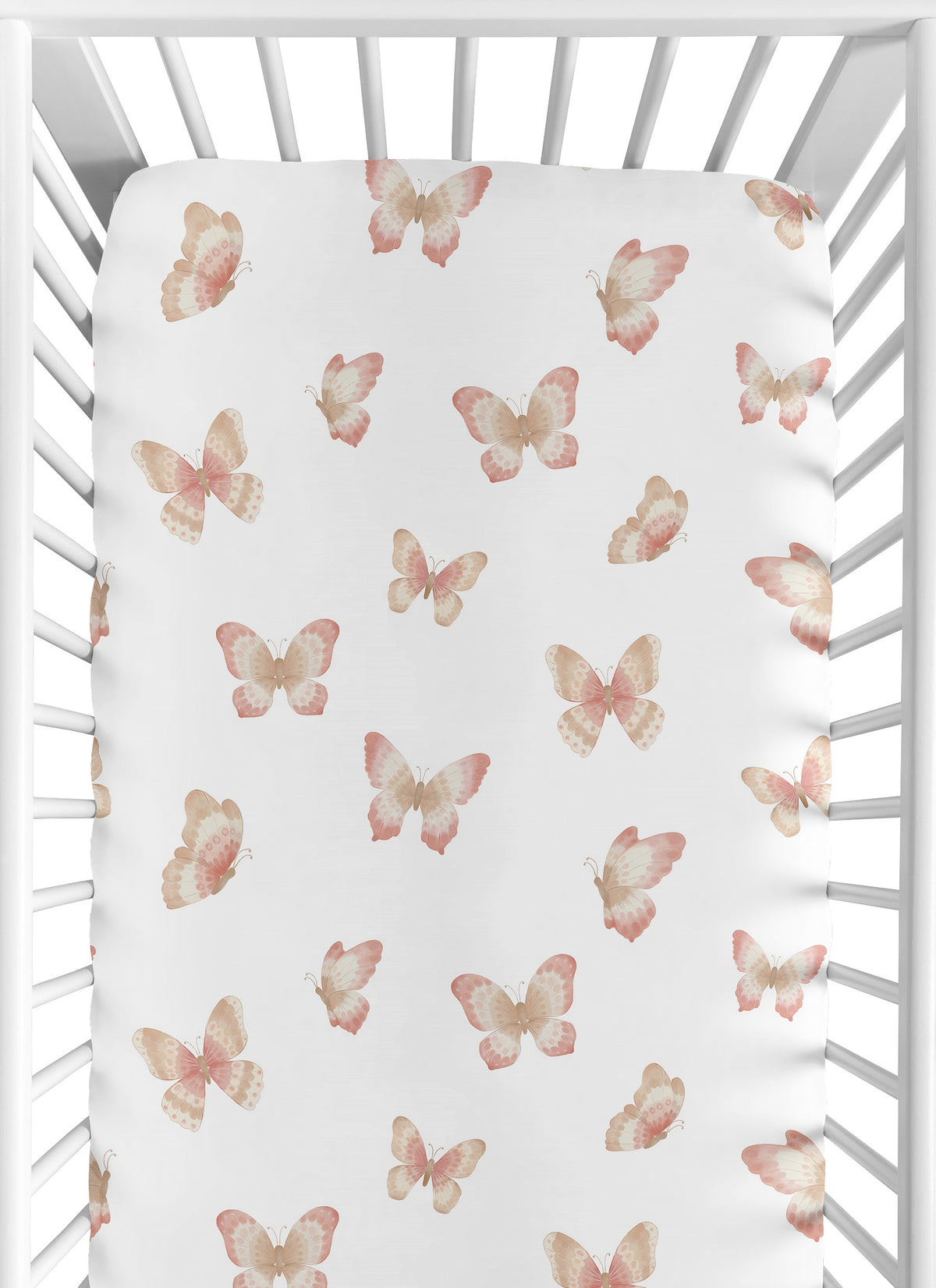 Butterfly Pink and Taupe Collection Crib Sheet
