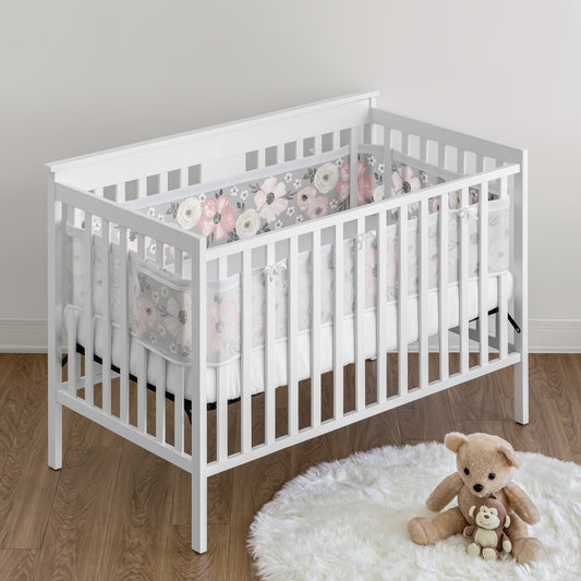 Watercolor Floral Grey Collection Sweet Jojo Designs + BreathableBaby Breathable Mesh Crib Liner