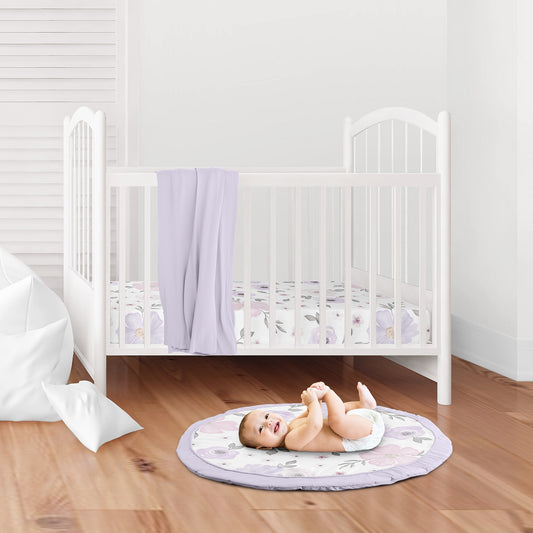 Watercolor Floral Lavender and Grey Collection Playmat