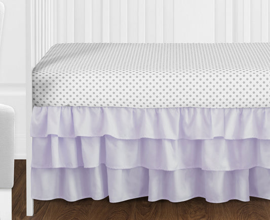Watercolor Floral Lavender and Grey Collection 11 Piece Bumperless Crib Bedding