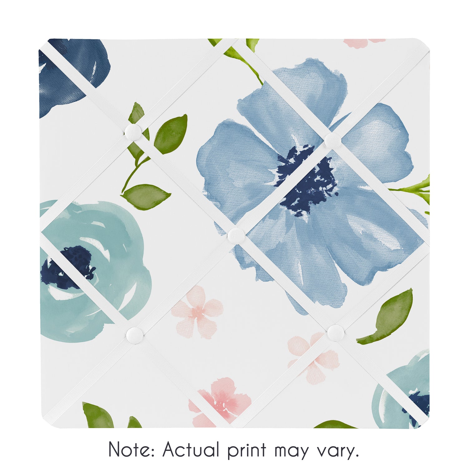 Watercolor Floral Navy Blue And Pink Collection Fabric Memo Board