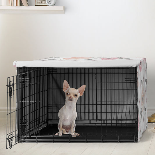 Watercolor Floral Pink and Grey Collection Dog Crate Kennel Cover 24in.