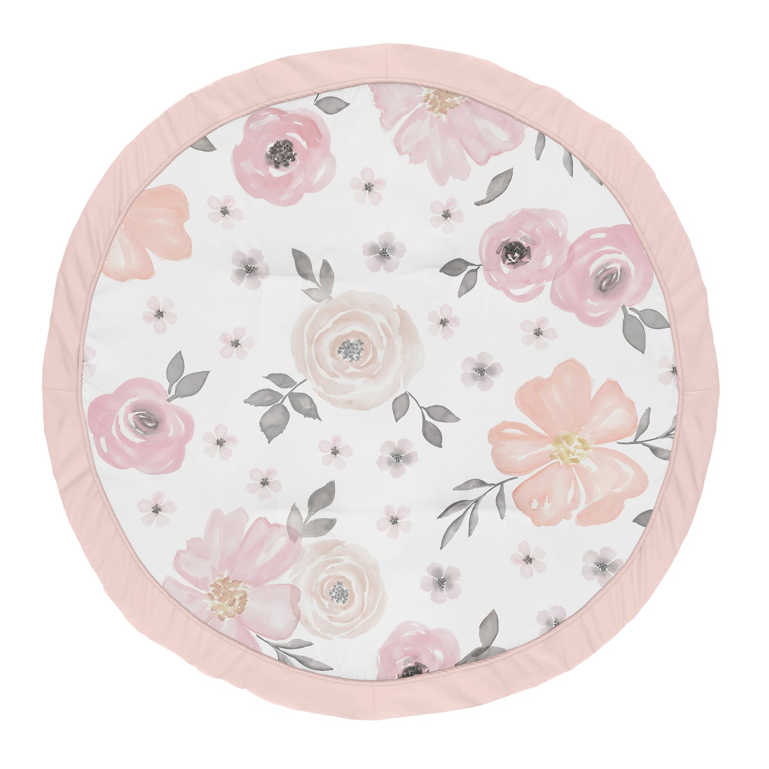Watercolor Floral Pink and Grey Collection Playmat