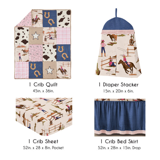 Western Cowgirl Collection 4 Piece Crib Bedding